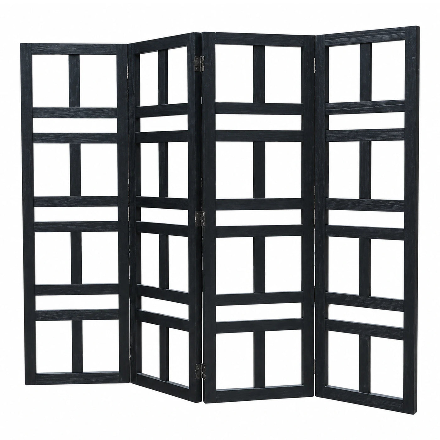 Black Wood 4-Panel Folding Room Divider Screen