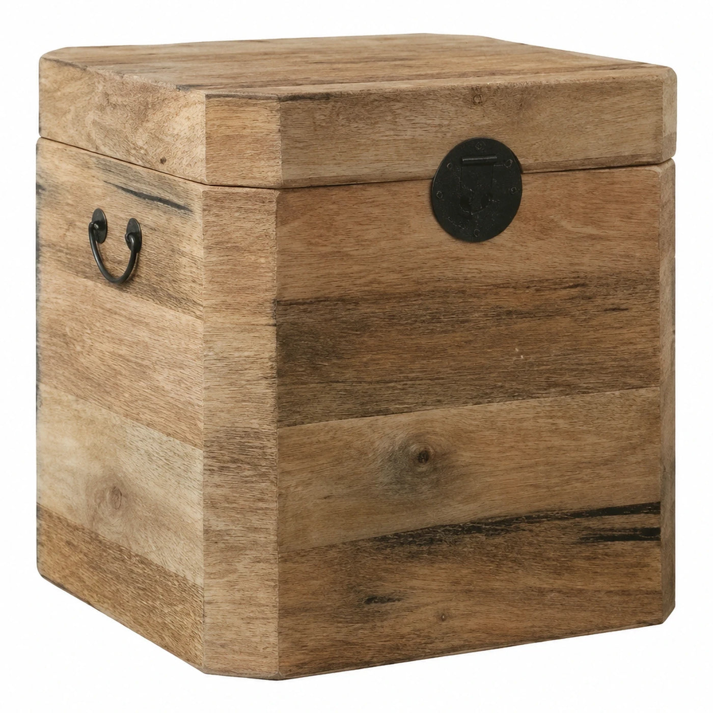 Rustic Wooden Storage Trunk with Metal Hardware