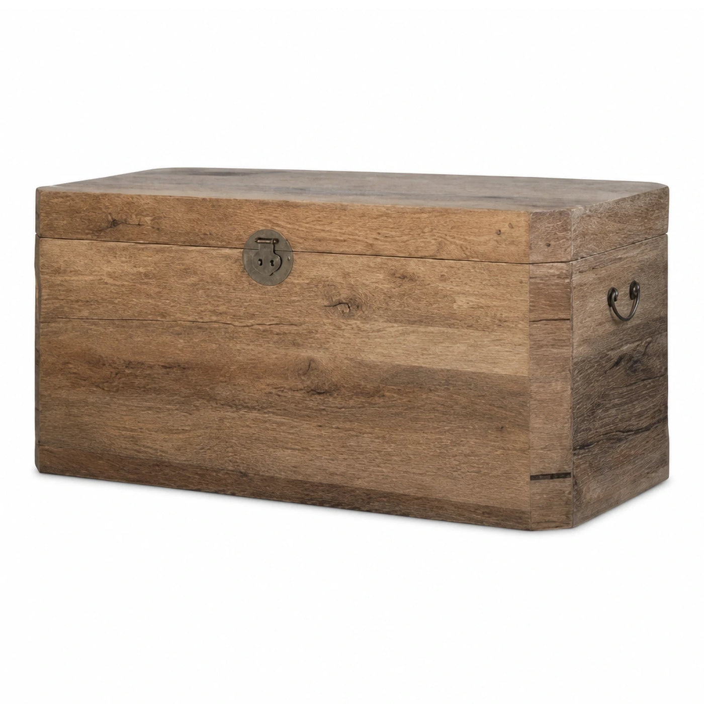 Rustic Wood Storage Trunk with Metal Accents