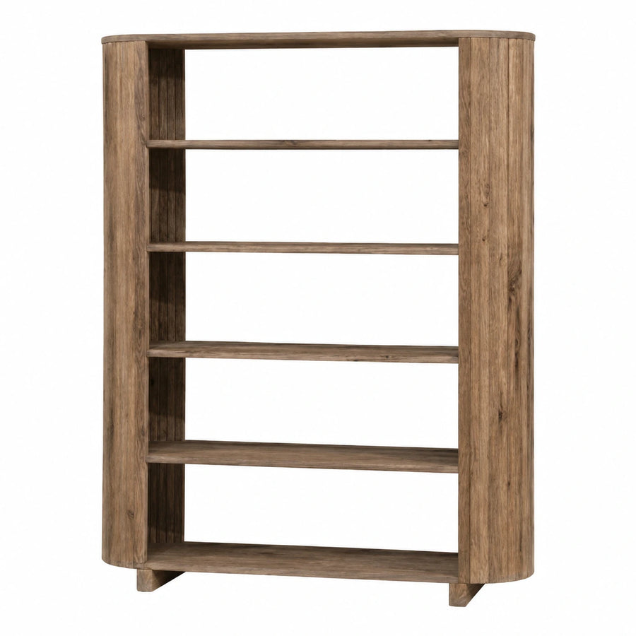 Curved Wood Bookcase with Five Shelves
