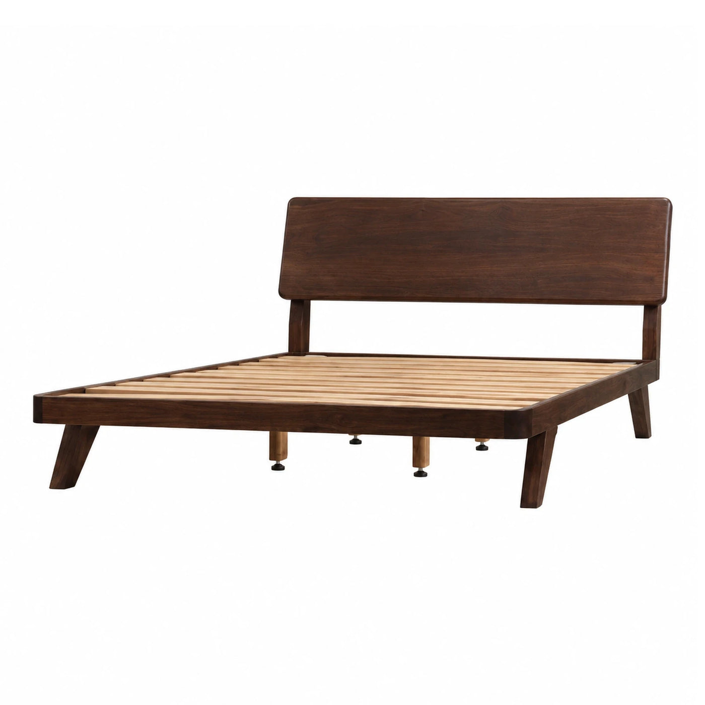 Dark Walnut Wood Platform Bed Frame