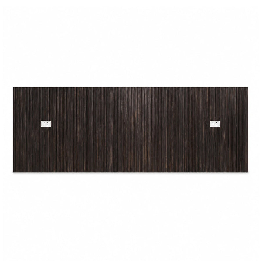 Dark Wood Fluted Panel with Integrated Power Outlets