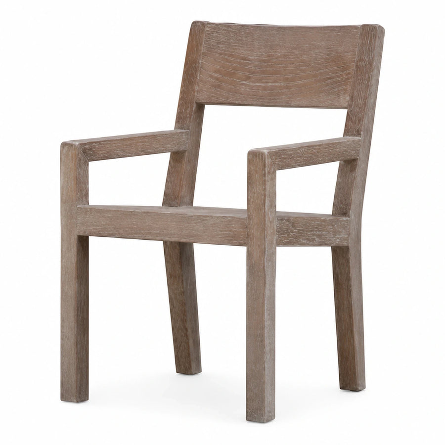 Solid Wood Armchair with Weathered Finish