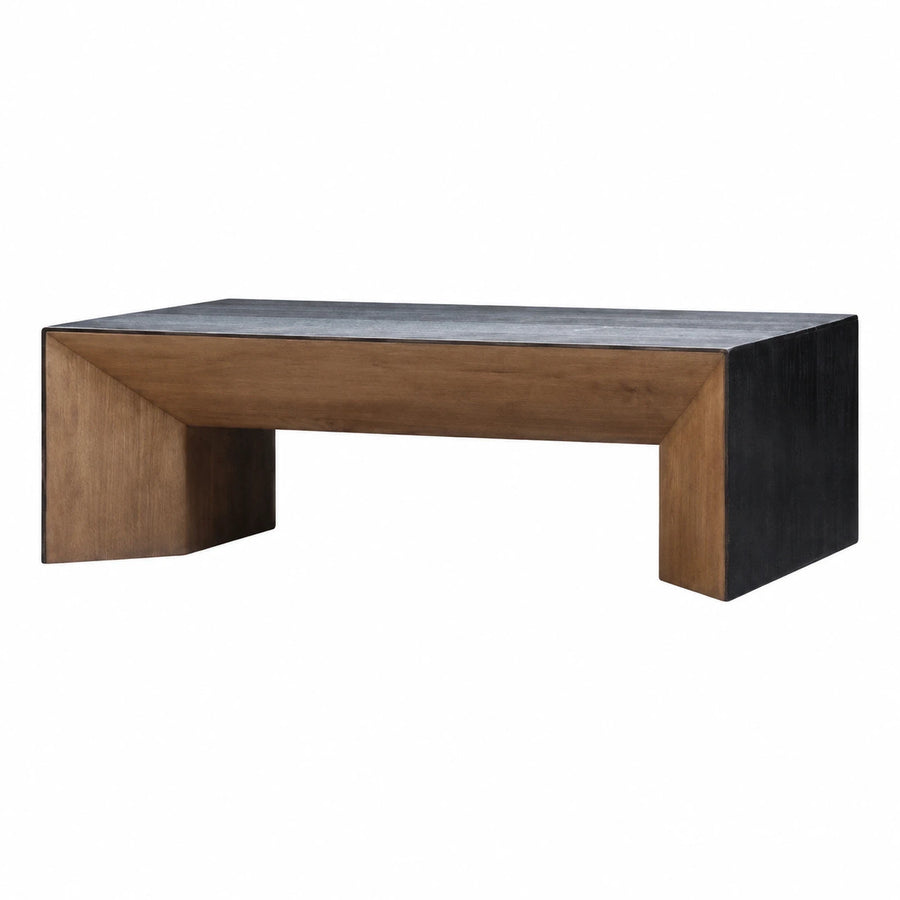 Modern Wood and Stone Coffee Table