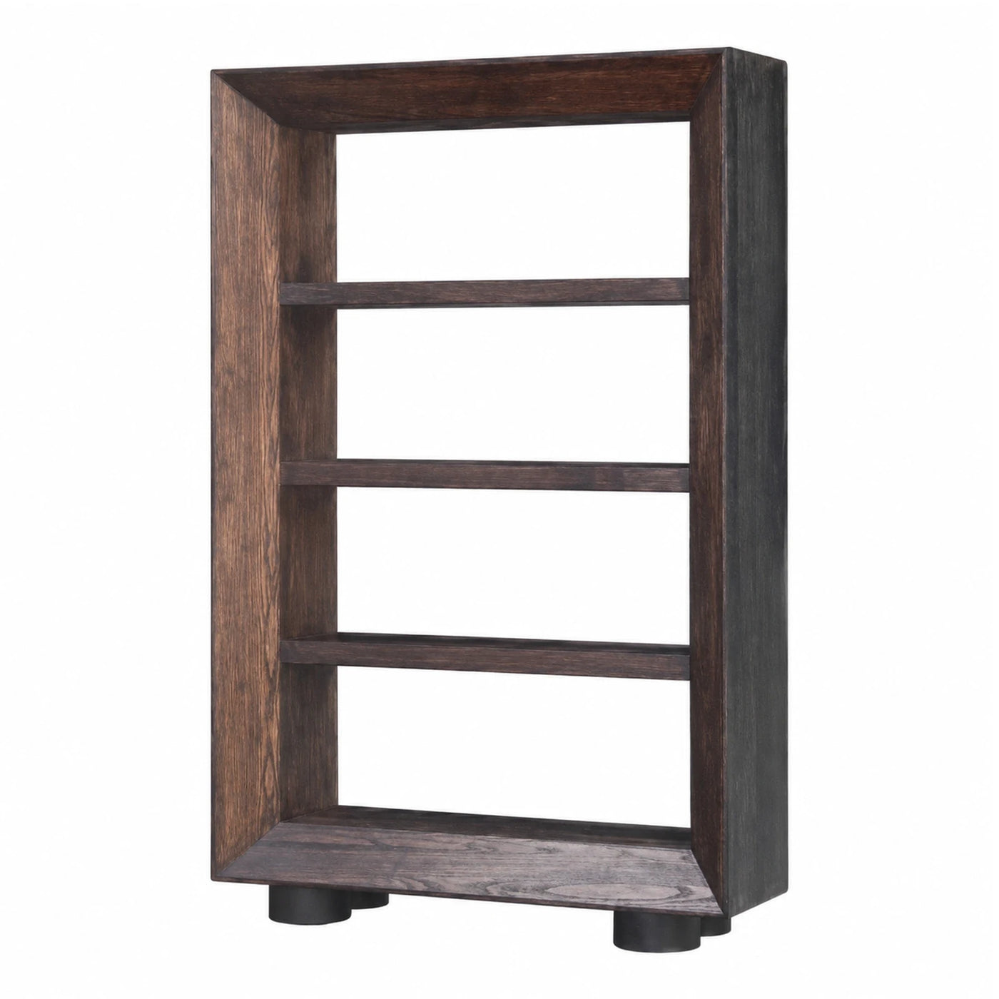 Dark Wood Open Bookcase with Metal Feet