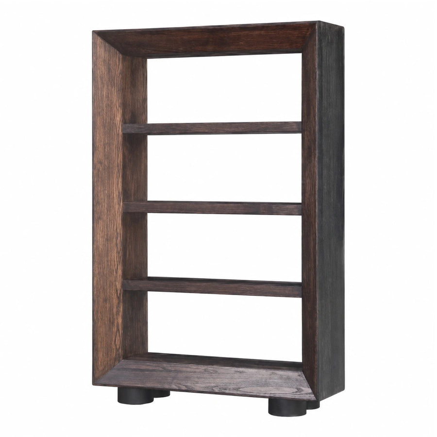 Dark Wood Open Bookcase with Metal Feet