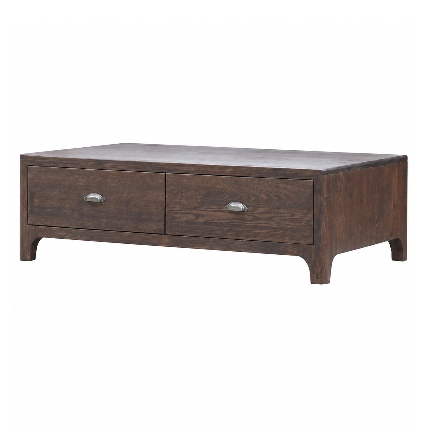 Dark Wood Coffee Table with Two Drawers