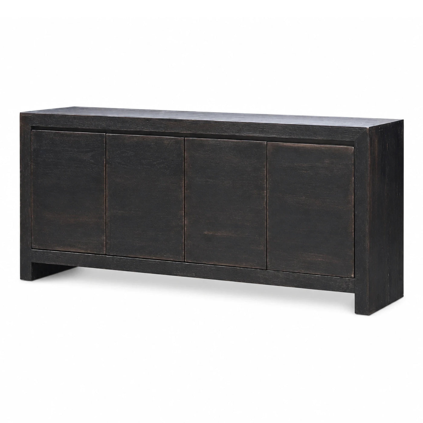 Dark Wood Four-Door Media Console Cabinet