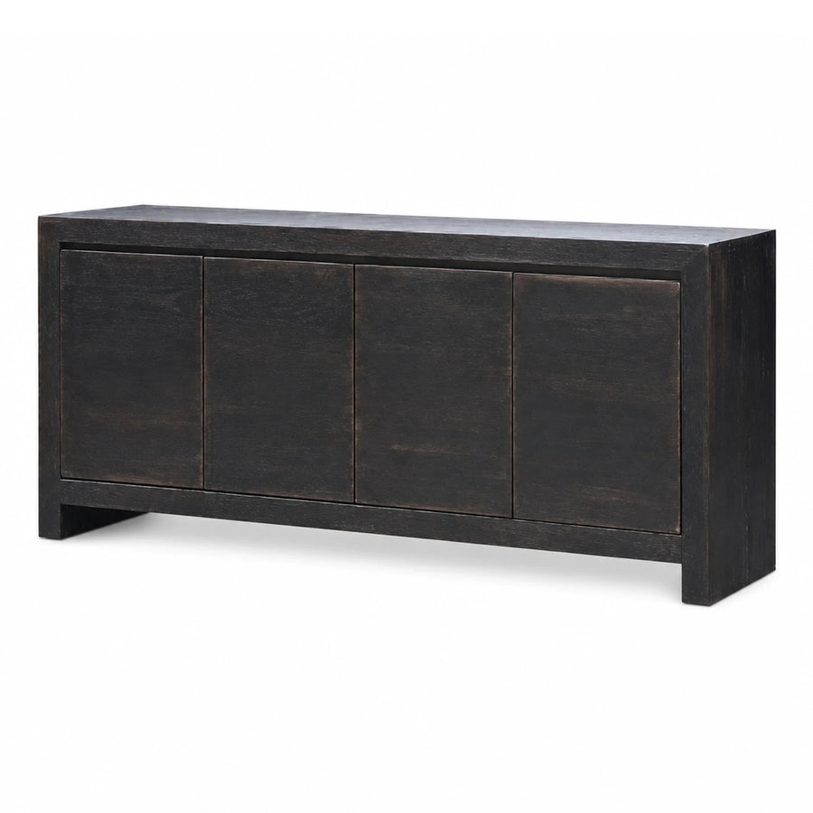 Dark Wood Four-Door Media Console Cabinet