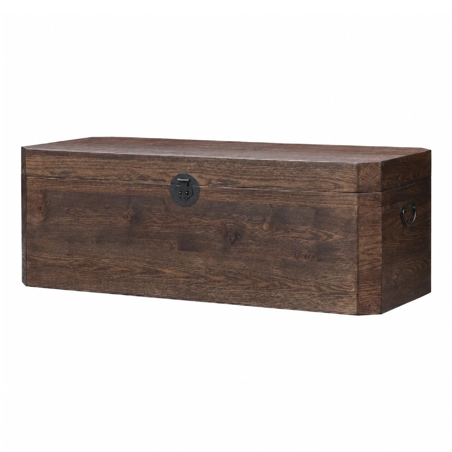 Dark Wood Storage Trunk with Metal Hardware
