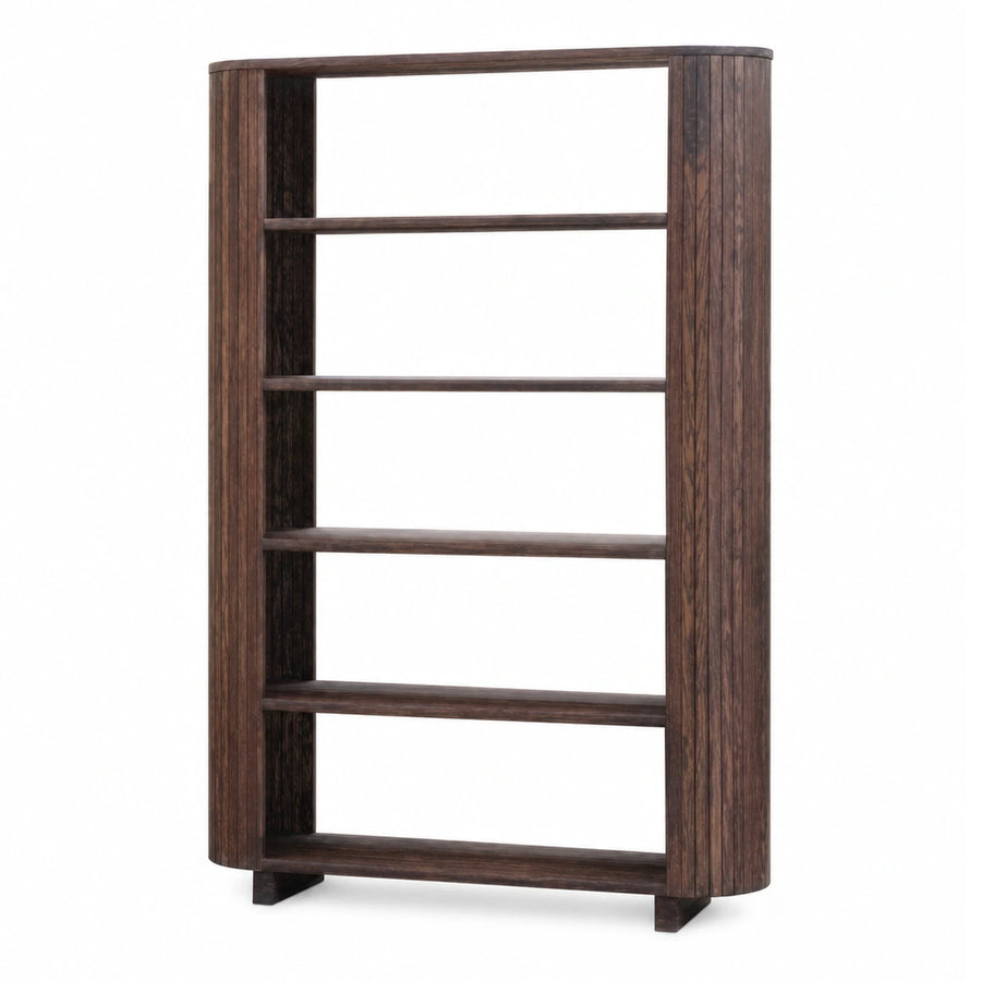 Dark Wood Curved Side Bookcase