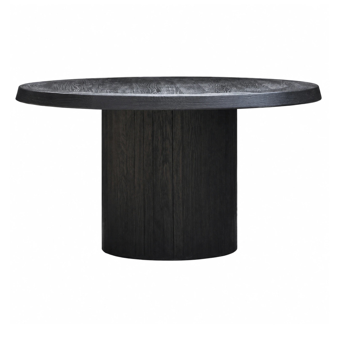 Round Black Wood Dining Table with Pedestal Base