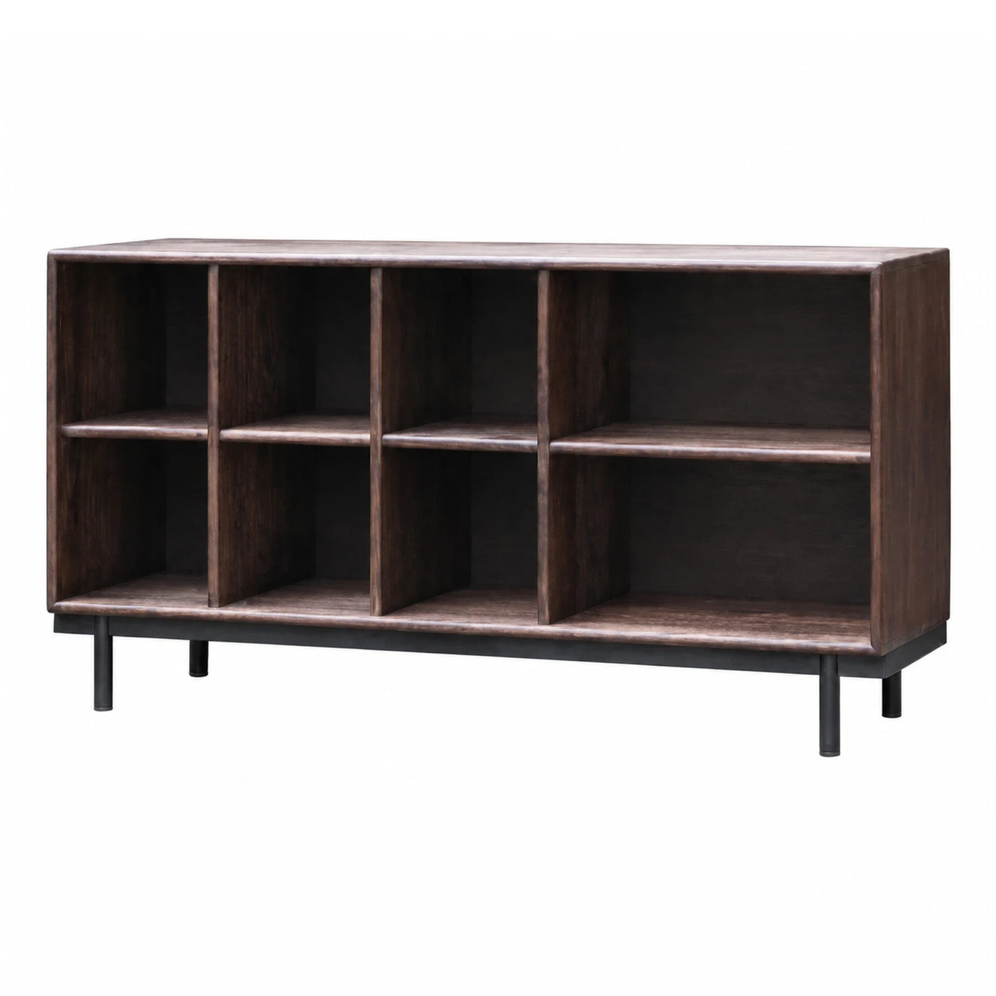 Dark Wood Open Shelving Unit with Metal Legs