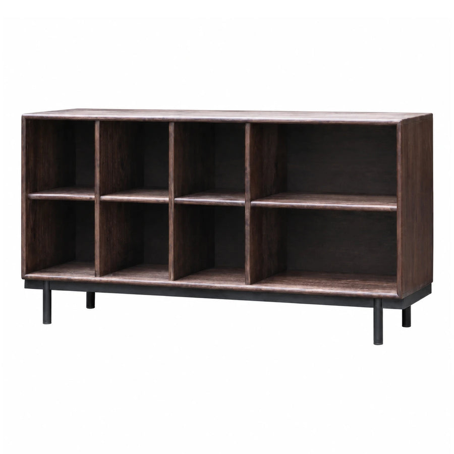 Dark Wood Open Shelving Unit with Metal Legs