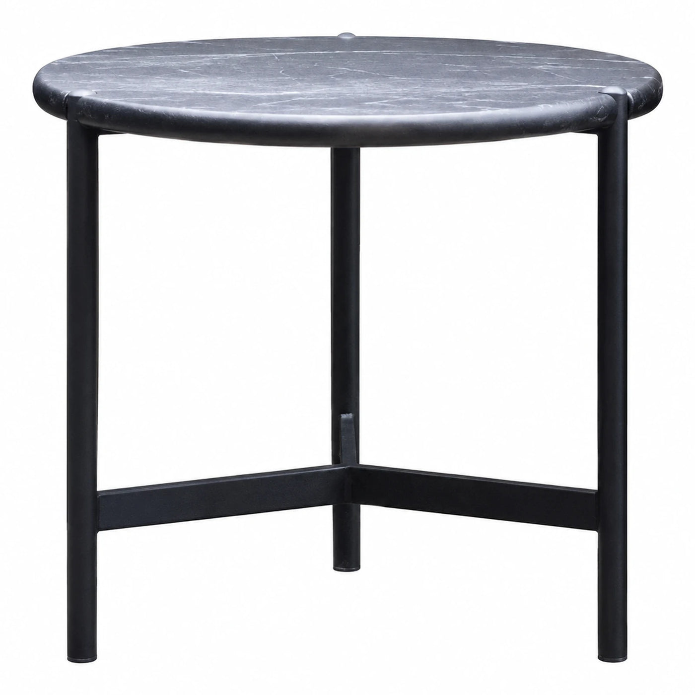 Round Black Marble Top Side Table
