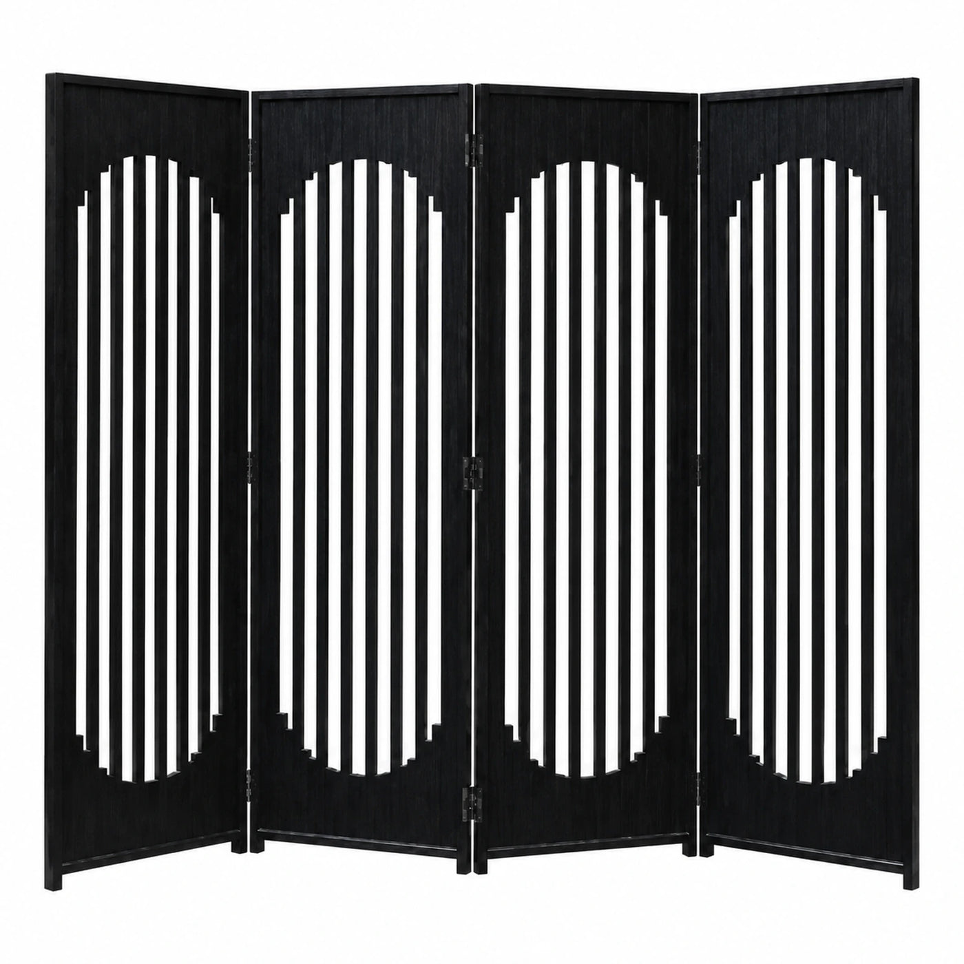 Black Wood Four Panel Room Divider Screen