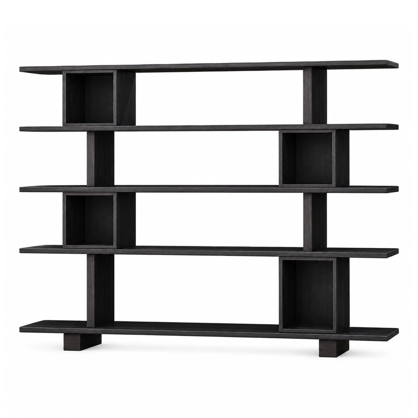 Black Modern Geometric Open Bookcase Shelving Unit