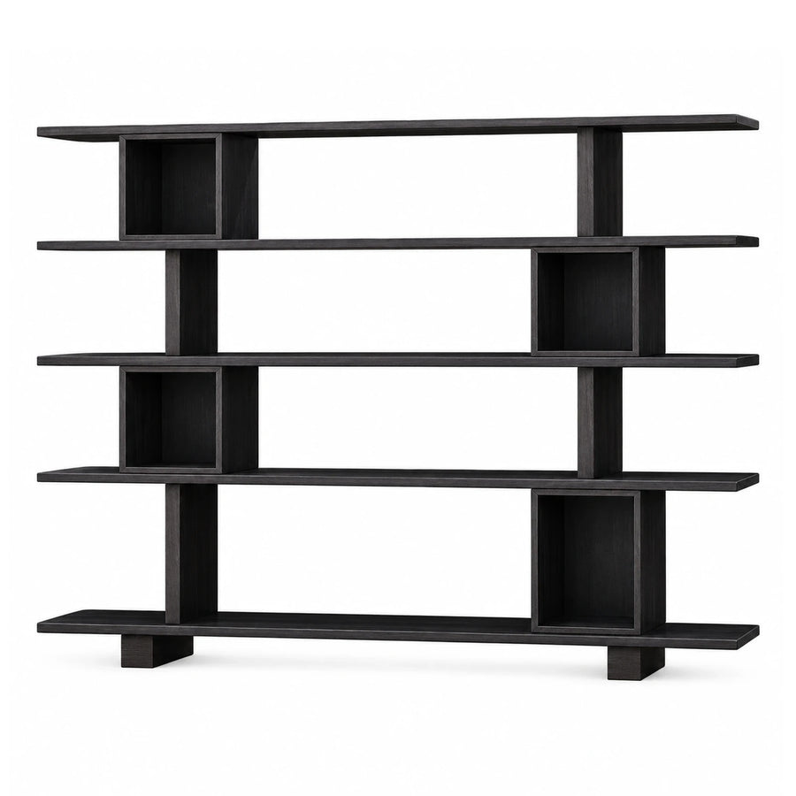 Black Modern Geometric Open Bookcase Shelving Unit