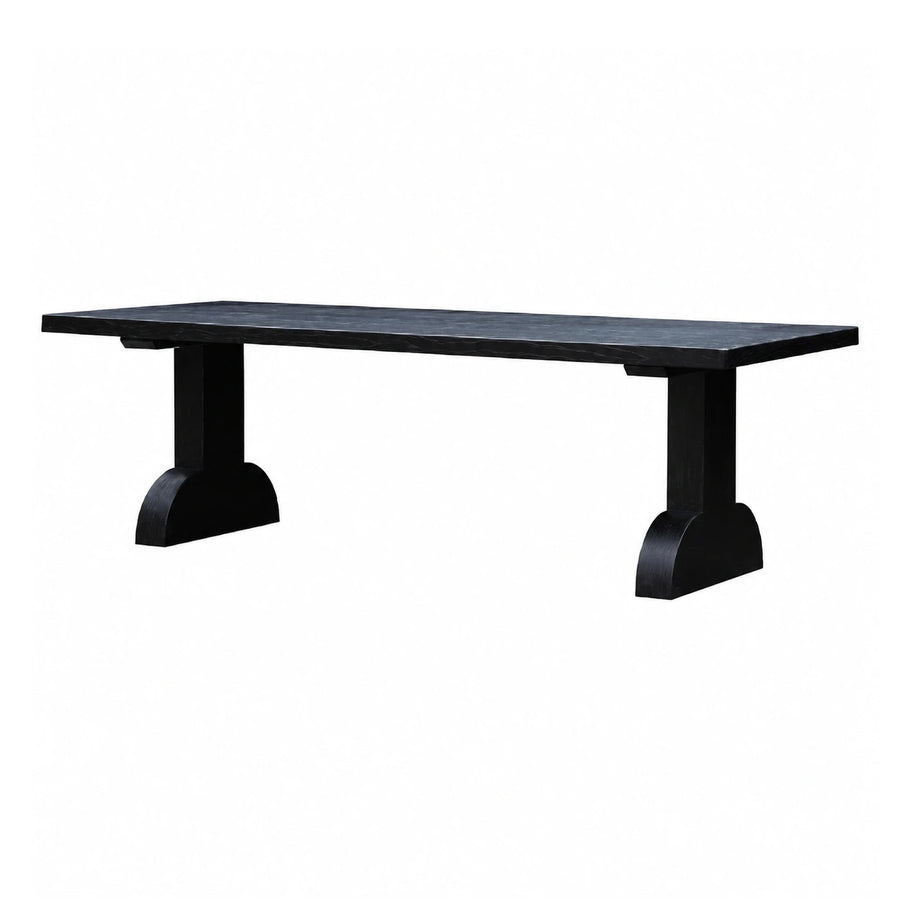 Black Wood Dining Table with Pedestal Base