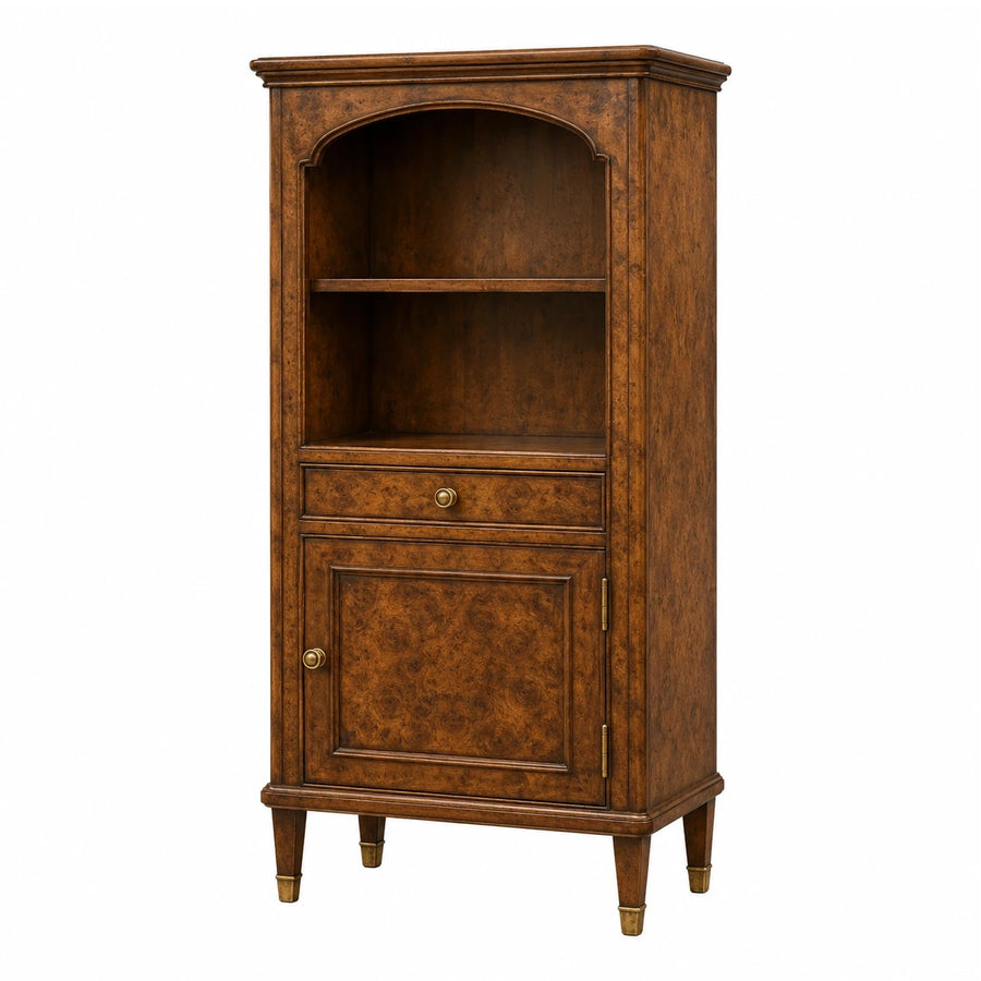 Classic Brown Wood Display Cabinet with Drawer