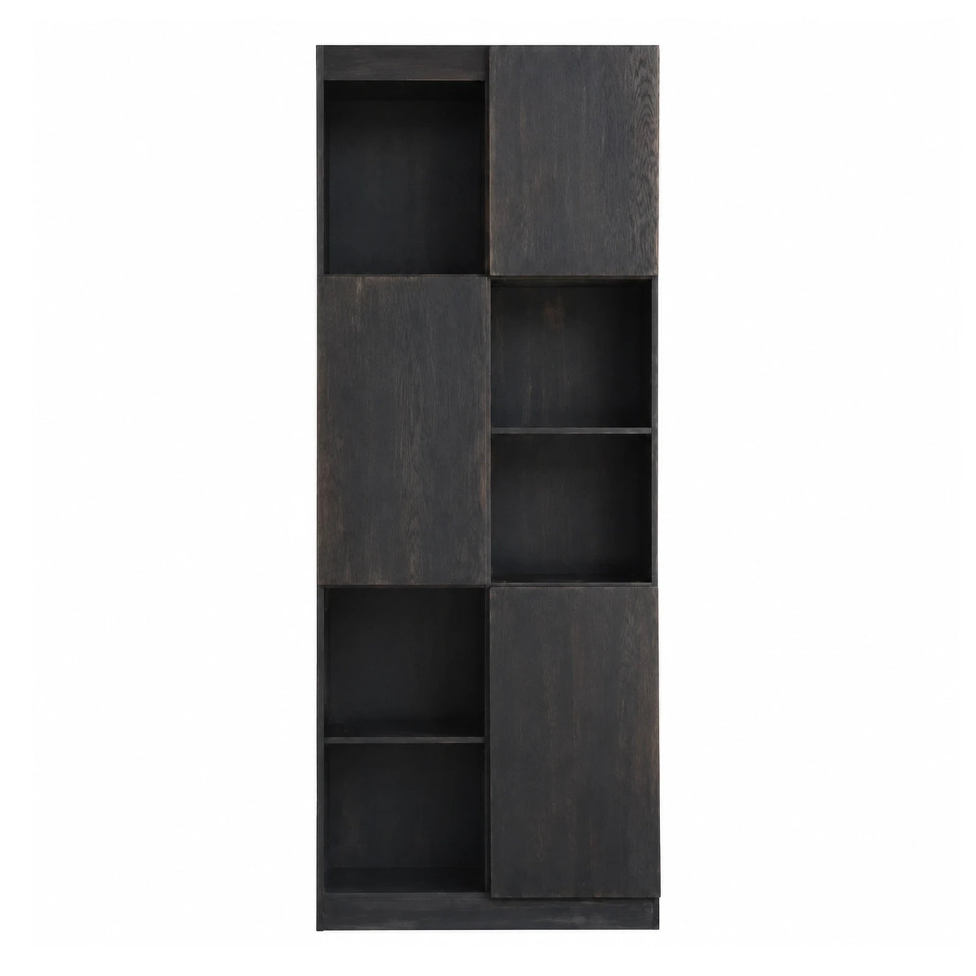 Dark Wood Modular Bookcase with Sliding Doors