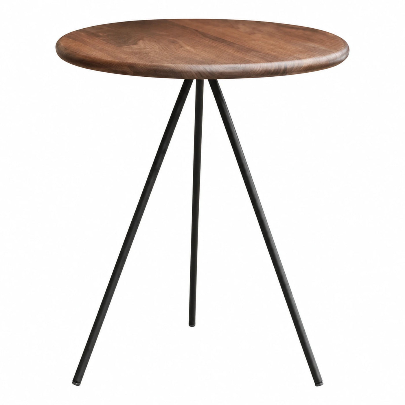 Round Wood Top Side Table with Black Metal Legs