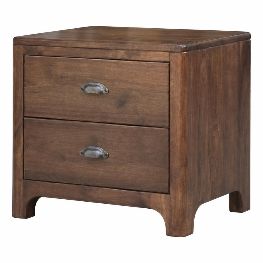 Two-Drawer Wooden Nightstand with Metal Handles