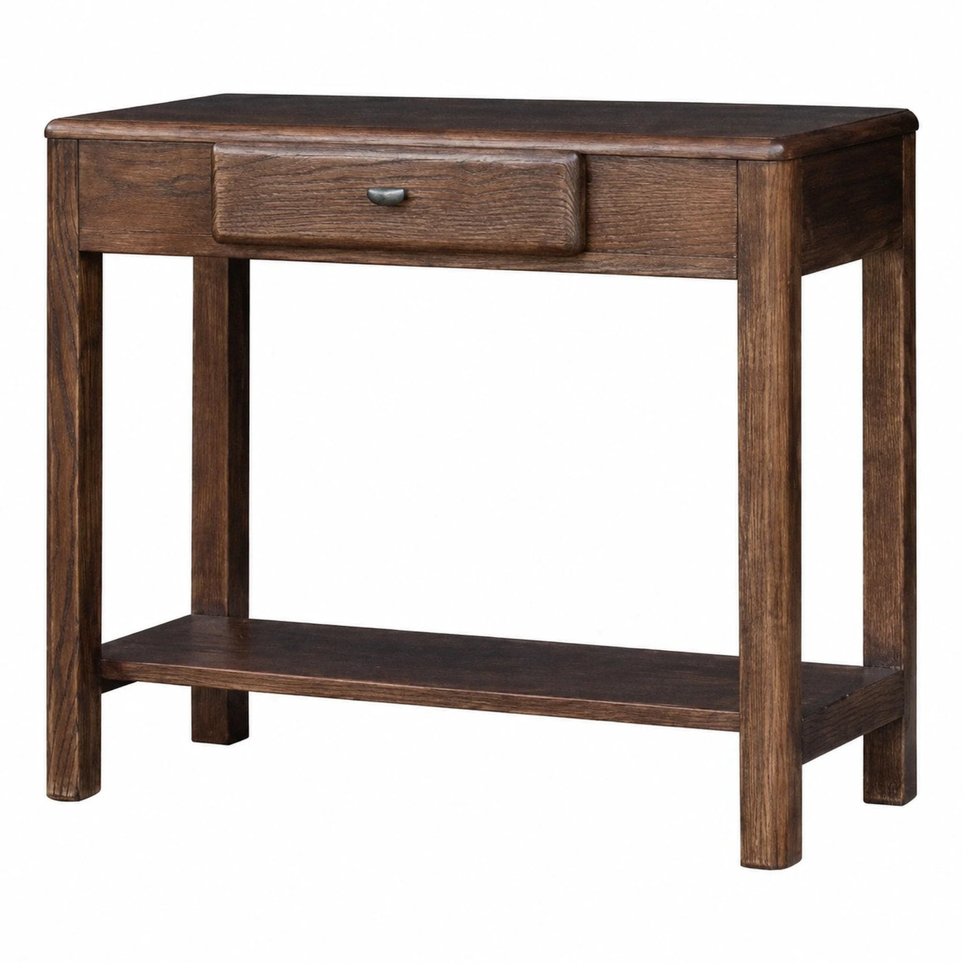 Dark Wood Console Table with Drawer and Shelf