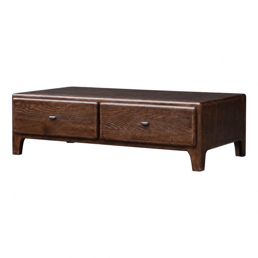 Dark Wood Two-Drawer Coffee Table