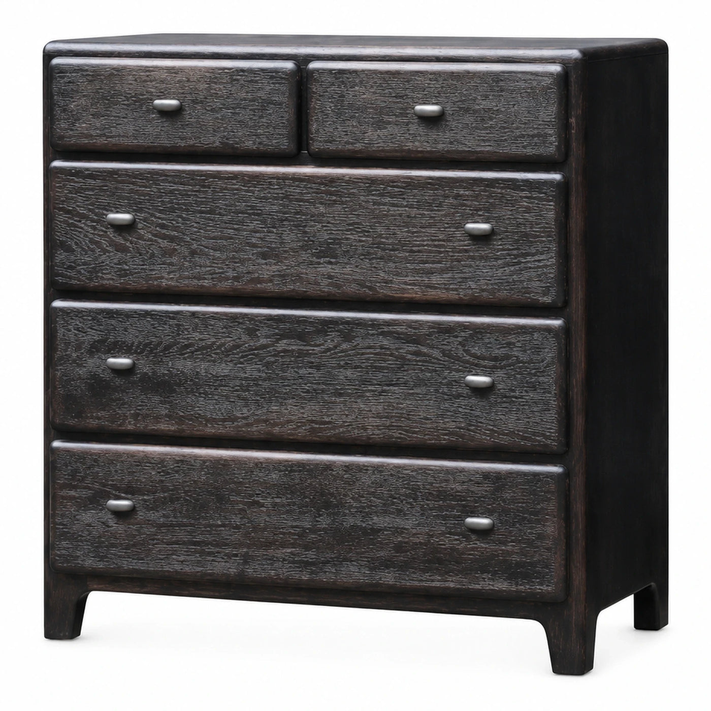 Dark Wood 5-Drawer Chest with Metal Knobs