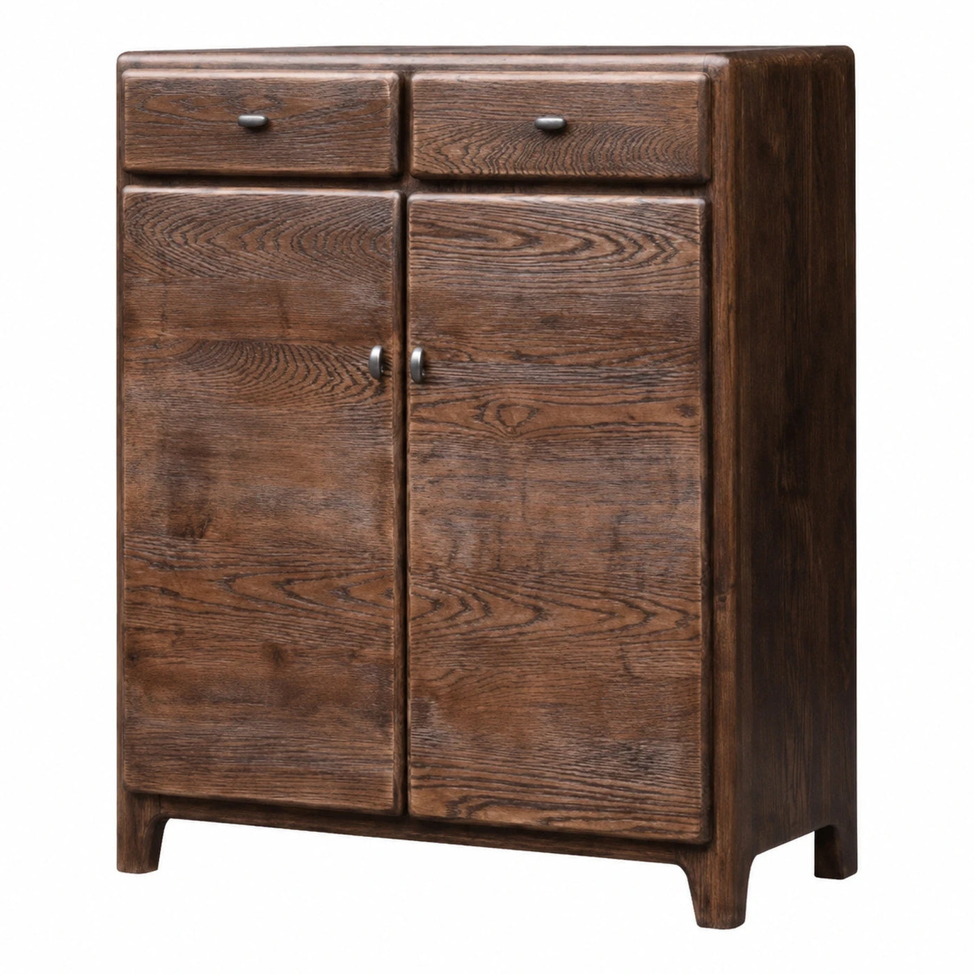 Dark Wood Two-Drawer Two-Door Storage Cabinet
