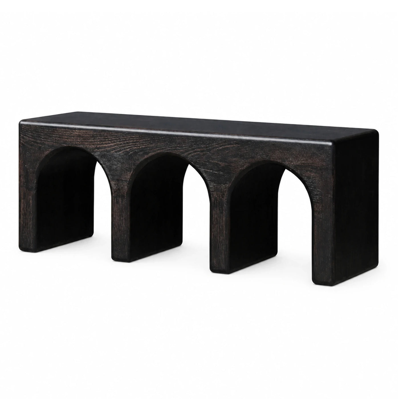 Black Wood Bench with Arched Legs