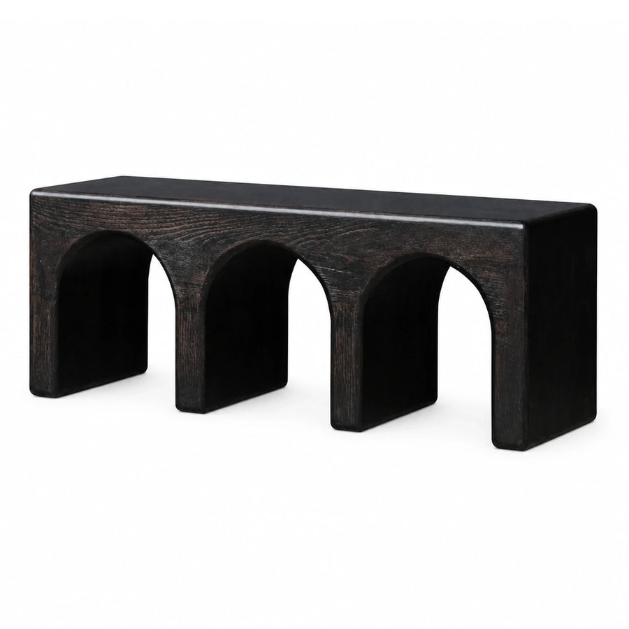 Black Wood Bench with Arched Legs