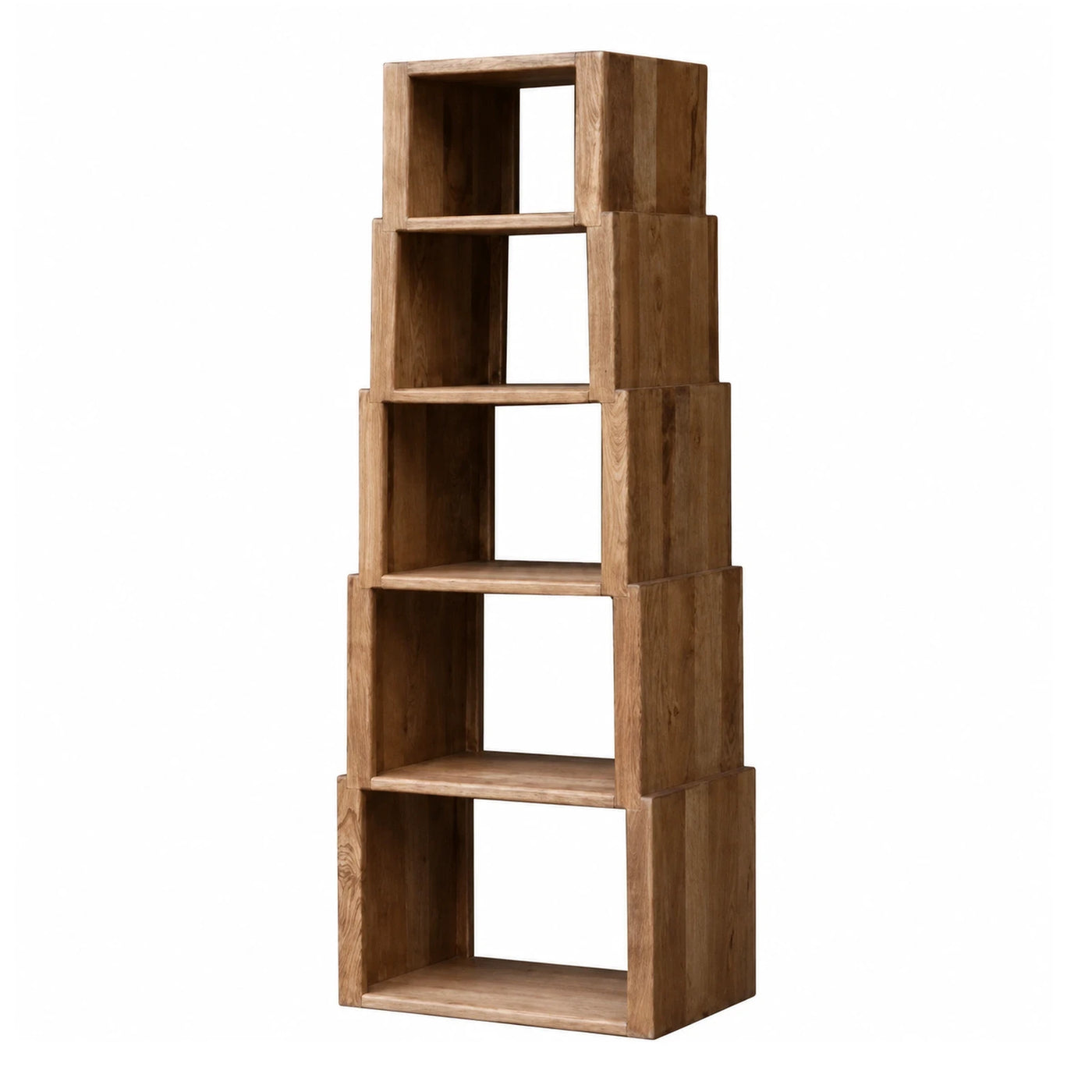 Modern Wooden Staggered Bookcase