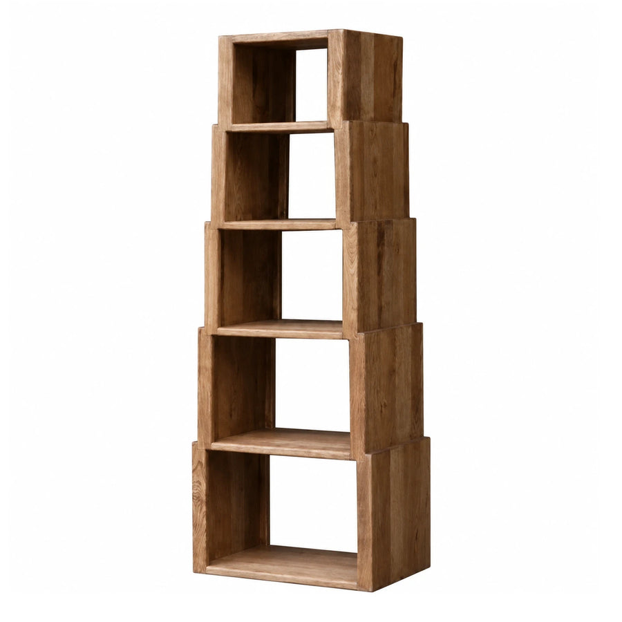 Modern Wooden Staggered Bookcase