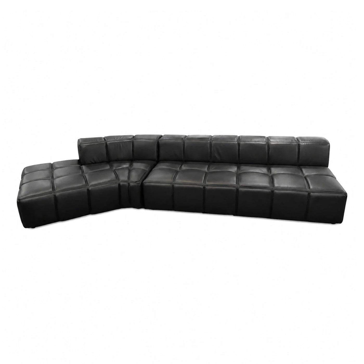 Black Leather Modular Sectional Sofa