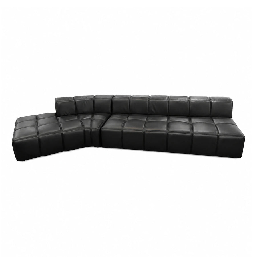 Black Leather Modular Sectional Sofa