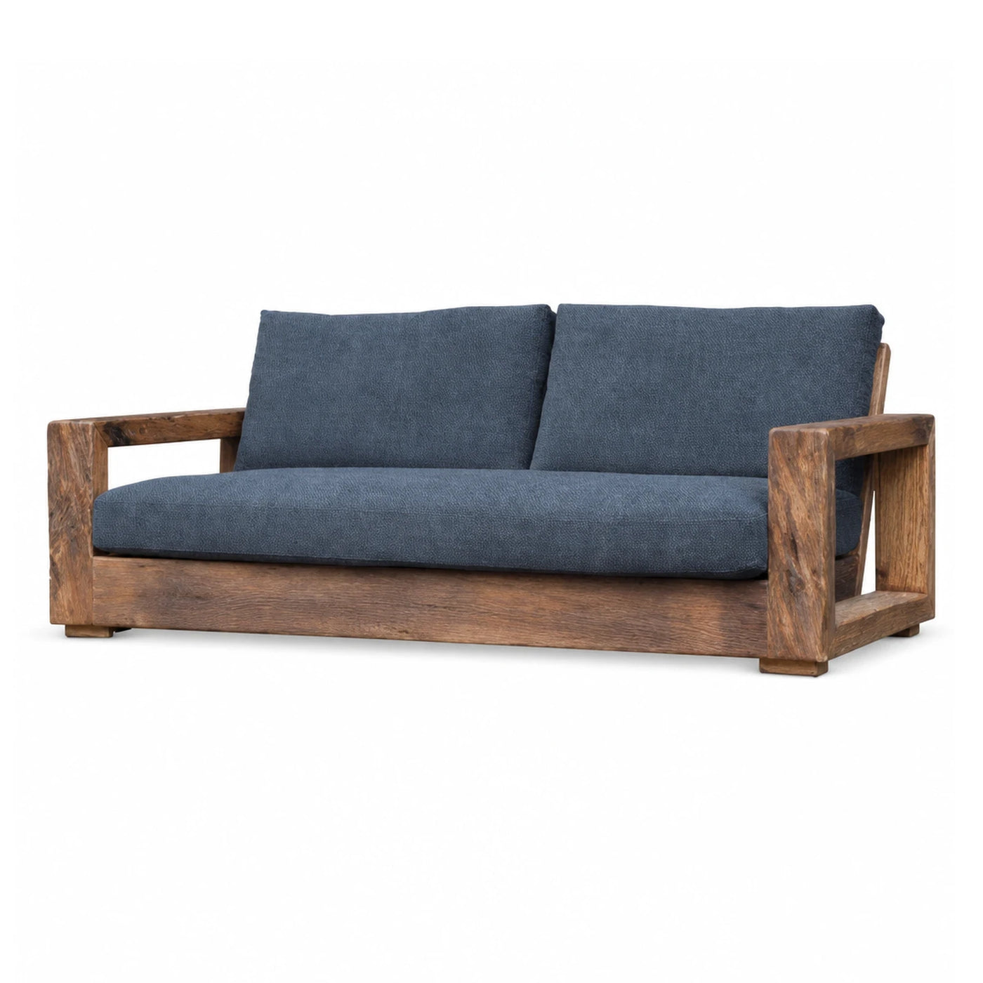 Blue Fabric Sofa with Wooden Frame