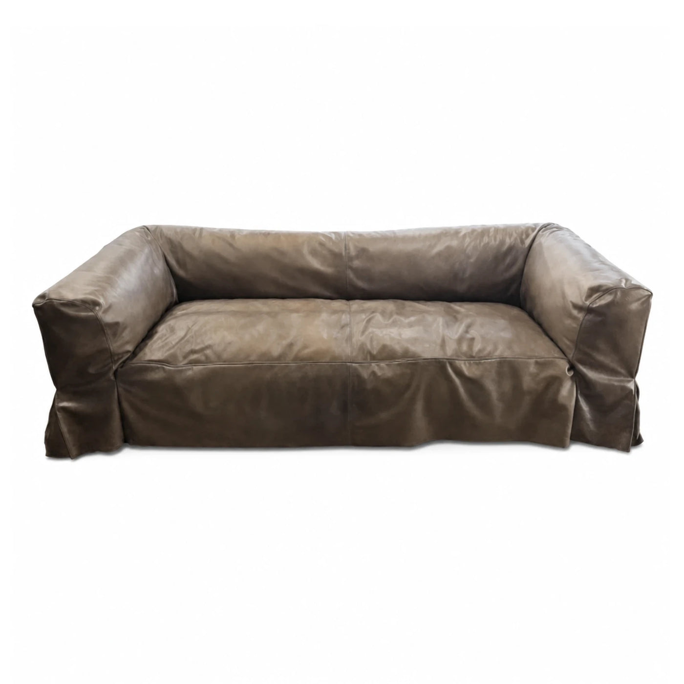 Brown Leather Sofa with Slipcover Design