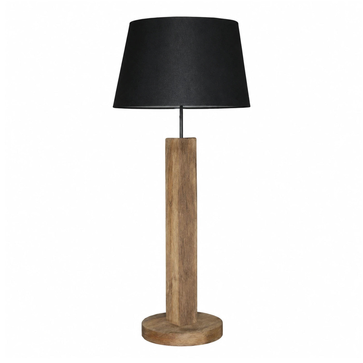 Wooden Base Table Lamp with Black Shade