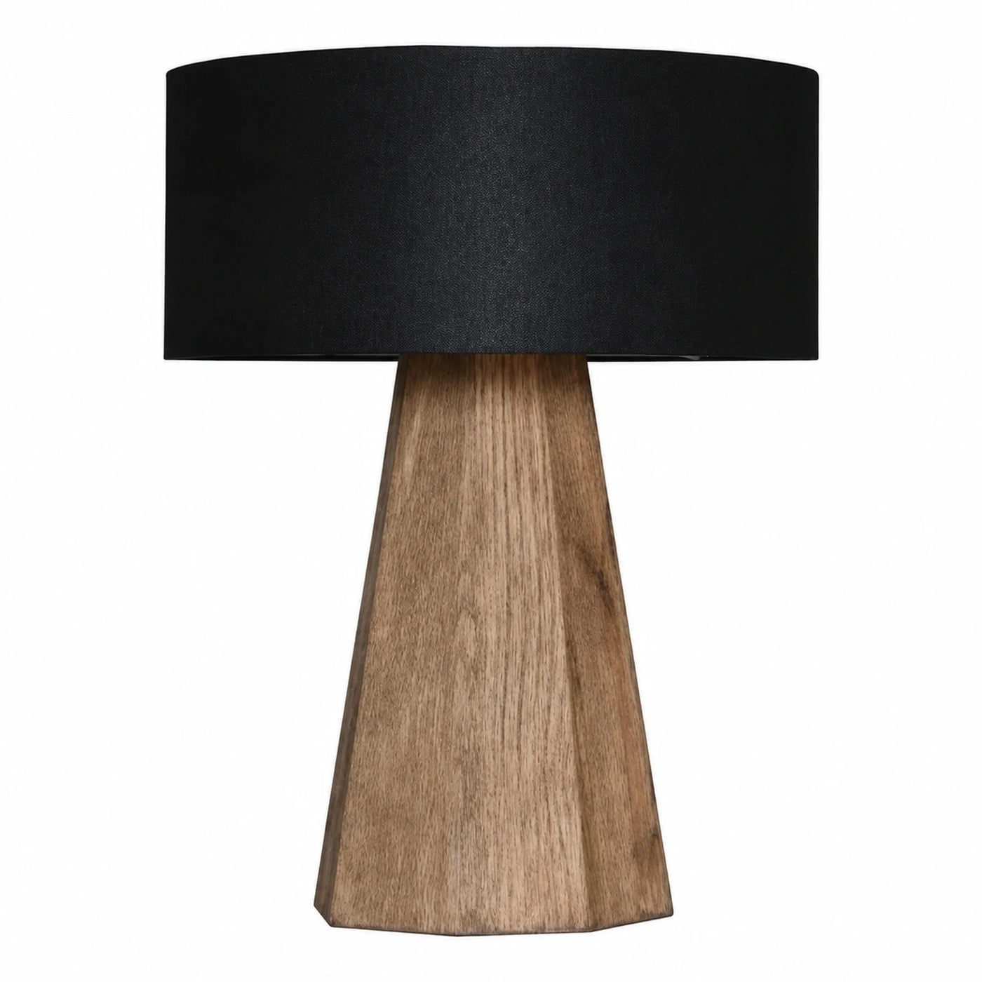 Tapered Wood Table Lamp with Black Shade