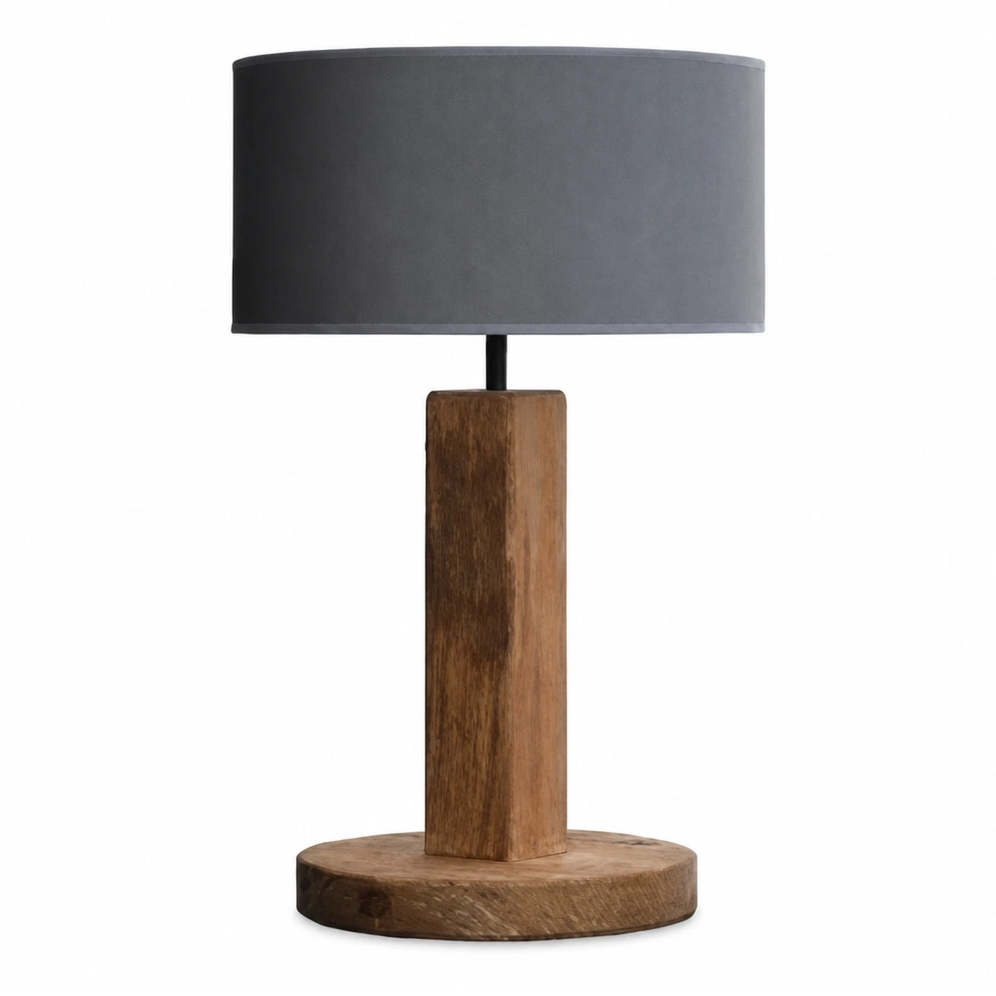 Wooden Base Table Lamp with Grey Shade