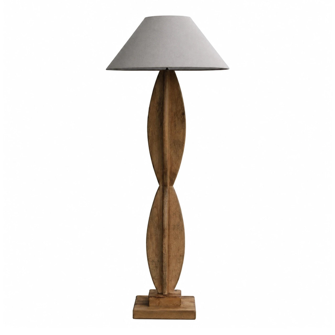 Wooden Floor Lamp with Grey Shade