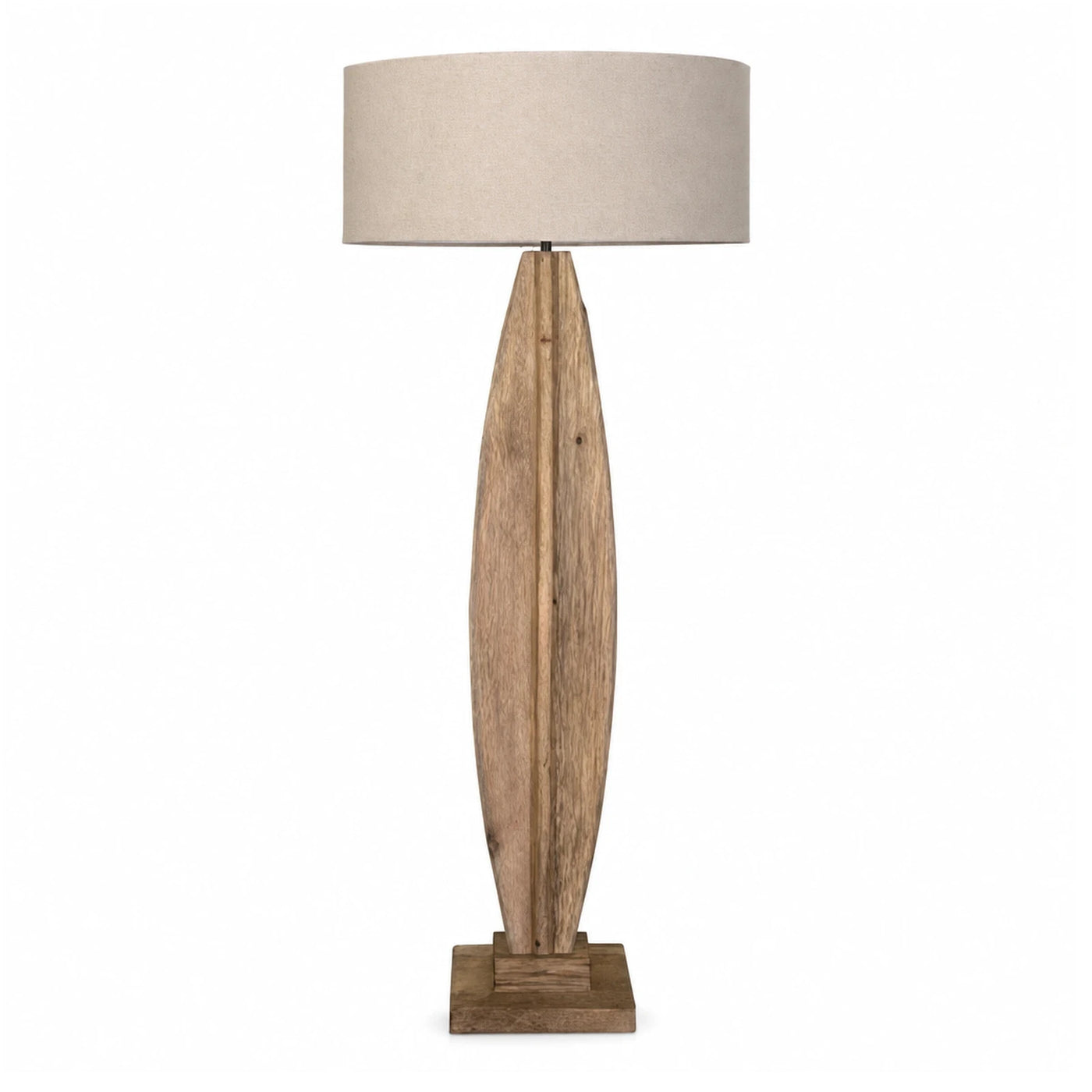 Wooden Base Table Lamp with Beige Fabric Shade