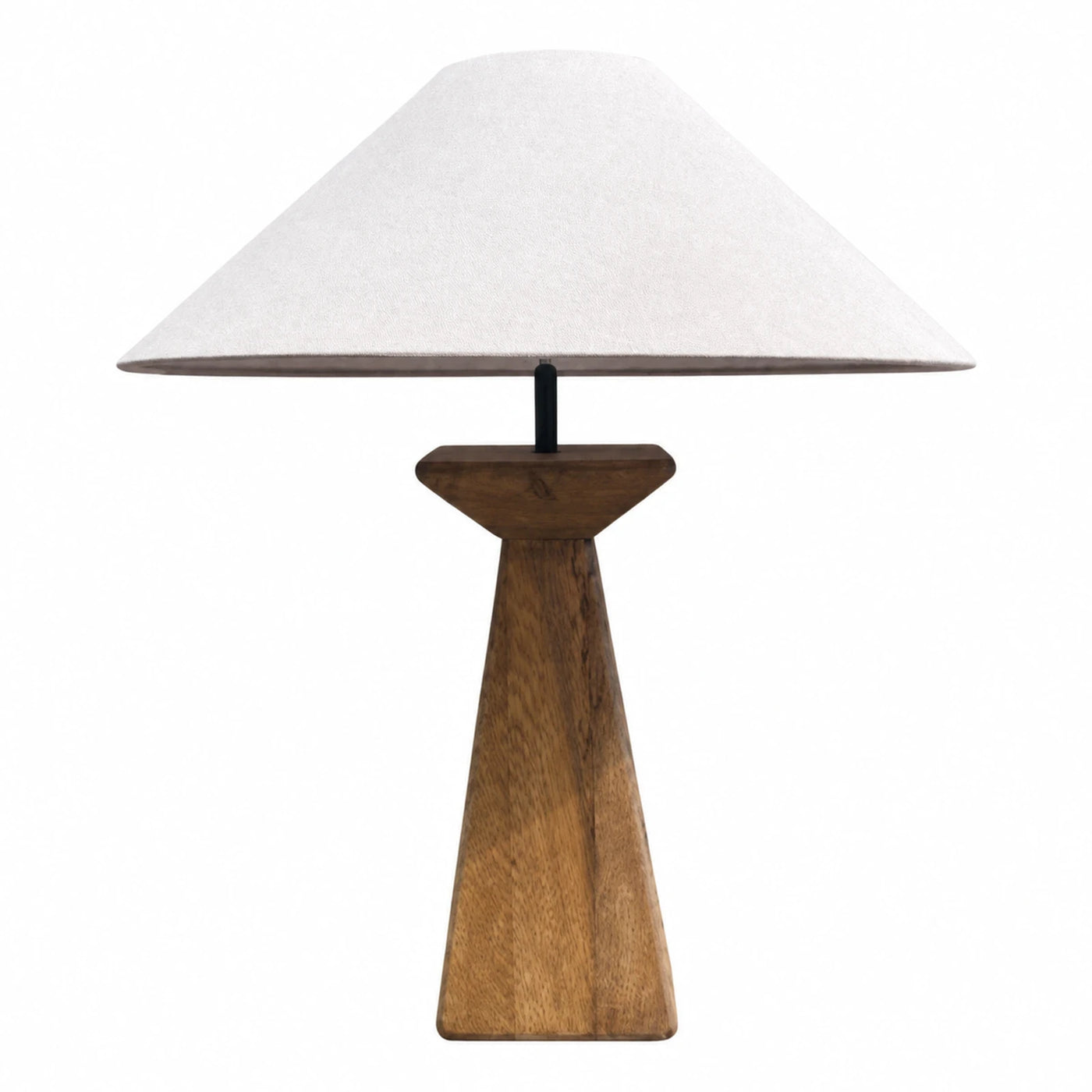 Wooden Base Table Lamp with White Fabric Shade