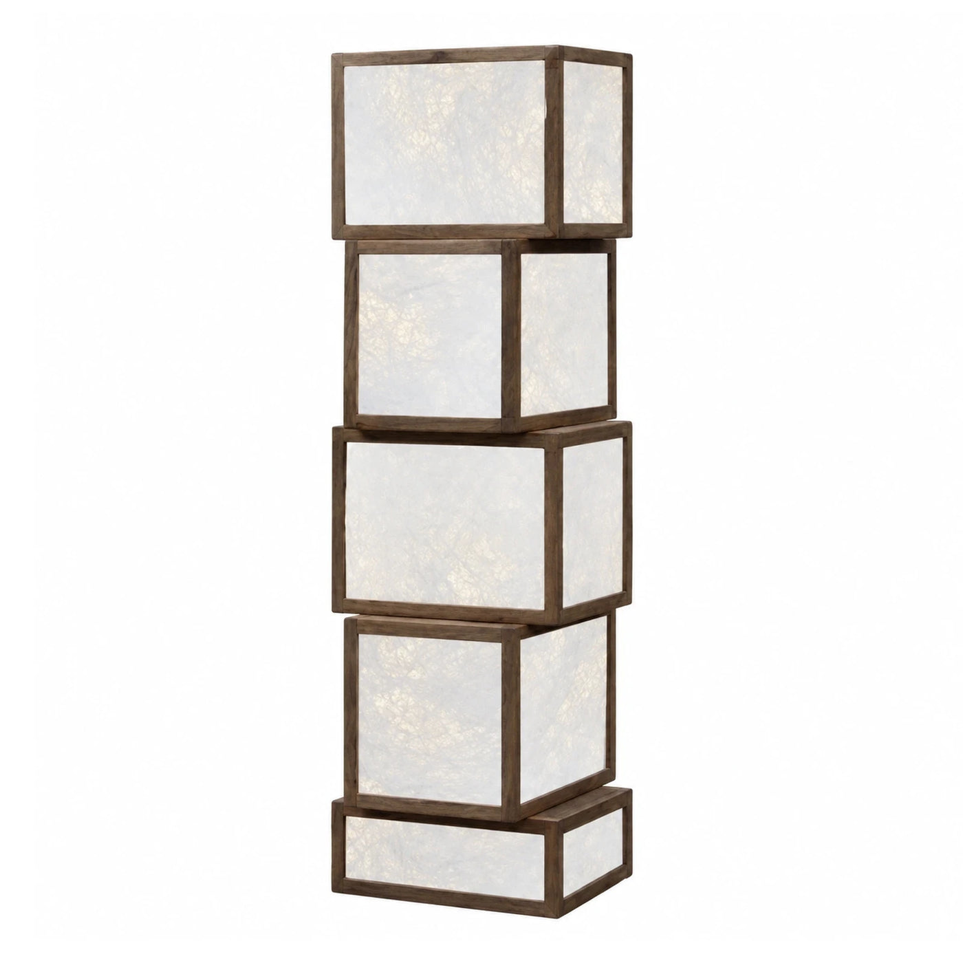 Stacked Wood Frame Floor Lamp with White Panels