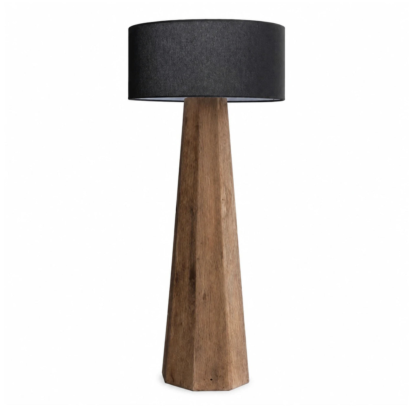 Tapered Wood Base Table Lamp with Black Shade
