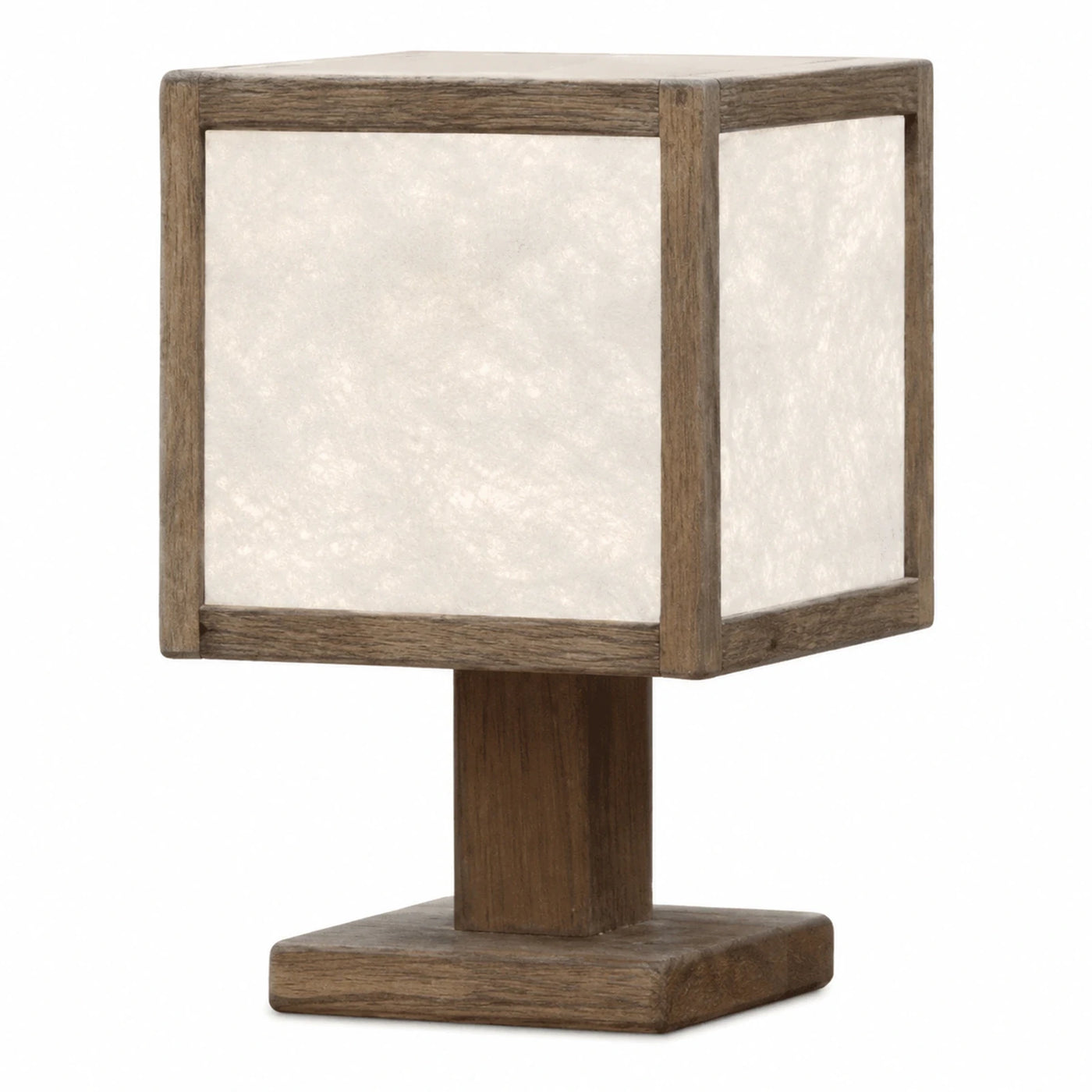 Wooden Cube Table Lamp with White Shade
