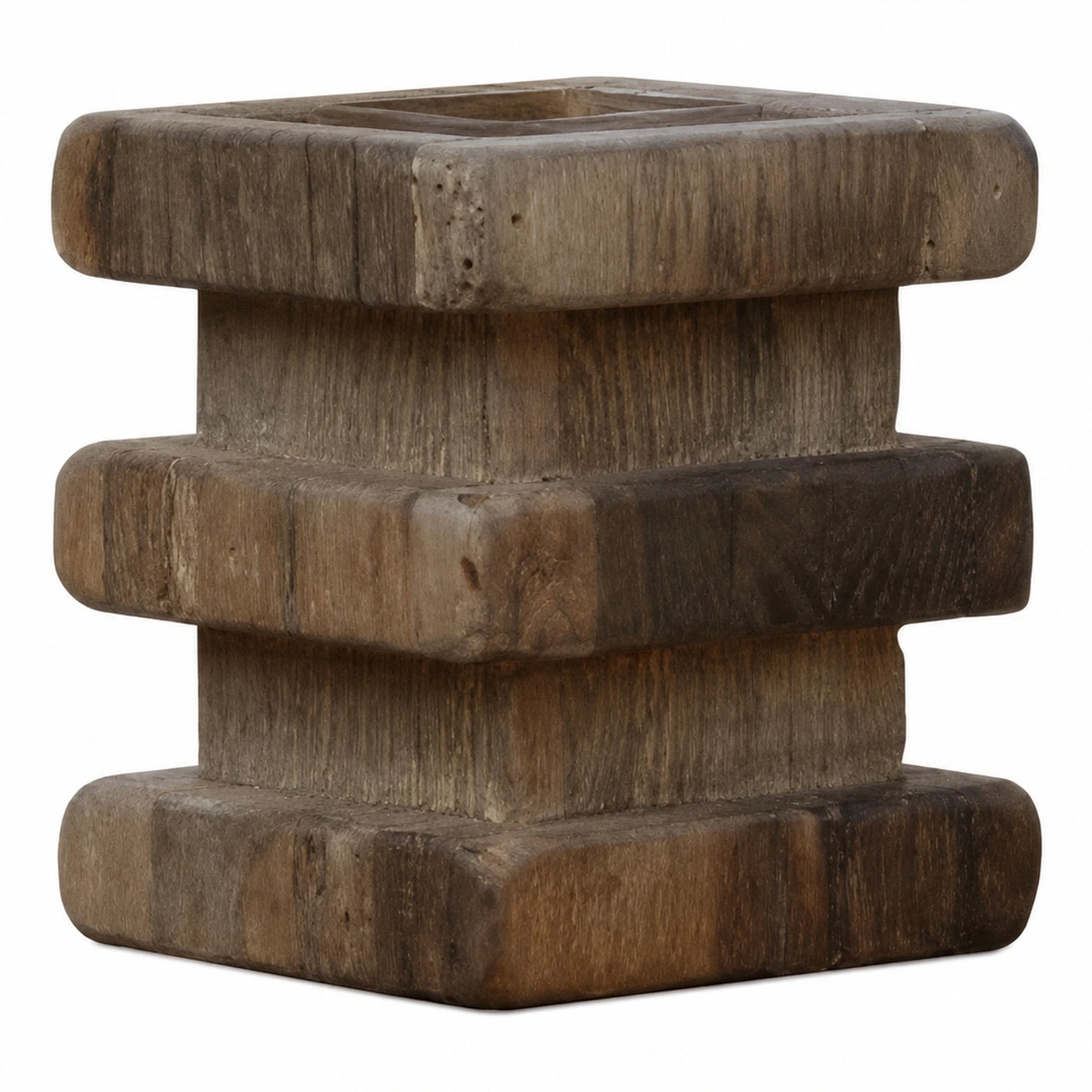 Rustic Wooden Tiered Square Side Table