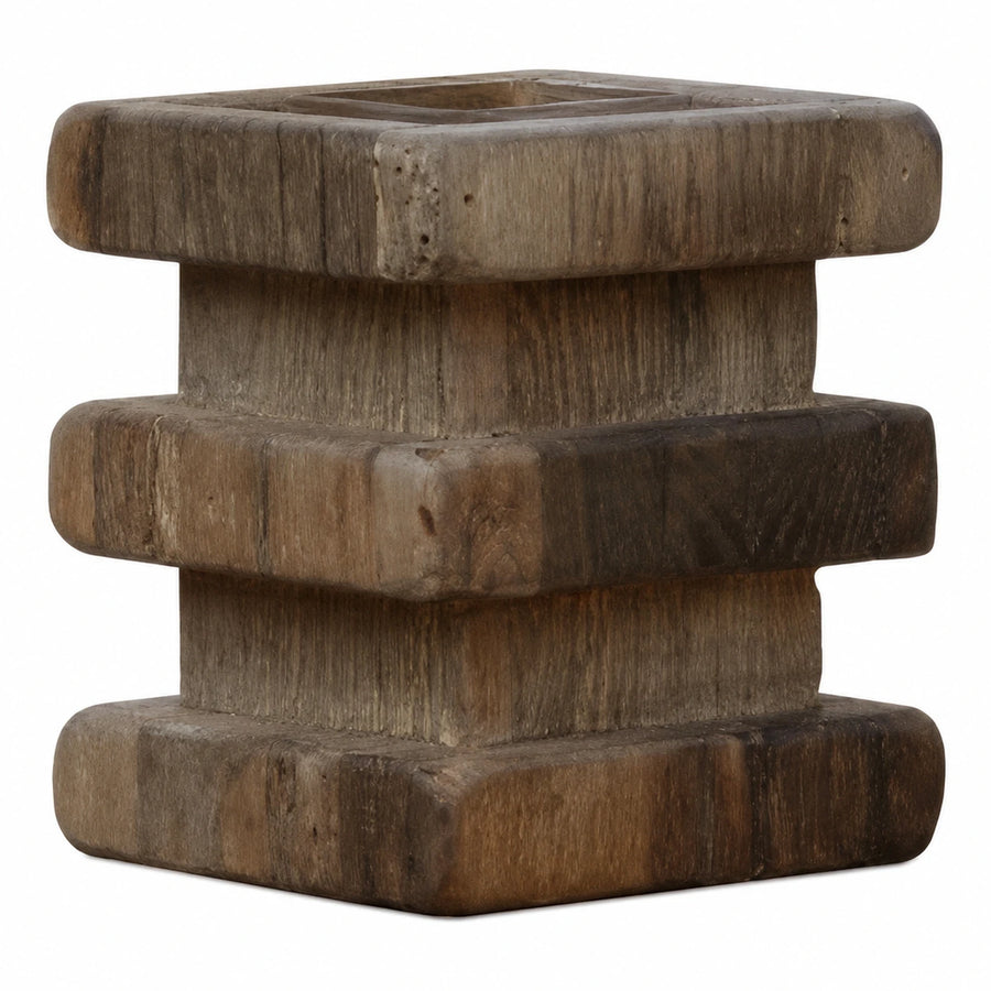 Rustic Wooden Tiered Square Side Table